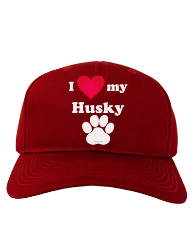 I Heart My Husky Adult Dark Baseball Cap Hat by TooLoud-Baseball Cap-TooLoud-Red-One Size-Davson Sales