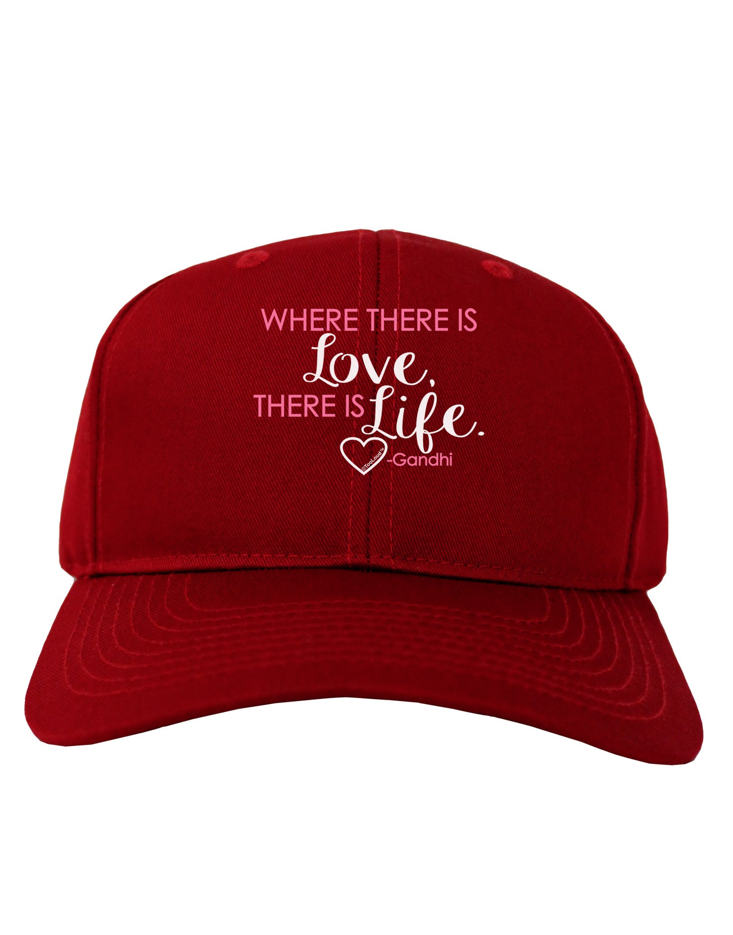 TooLoud Where There Is Love Gandhi Adult Dark Baseball Cap Hat-Baseball Cap-TooLoud-Red-One Size-Davson Sales