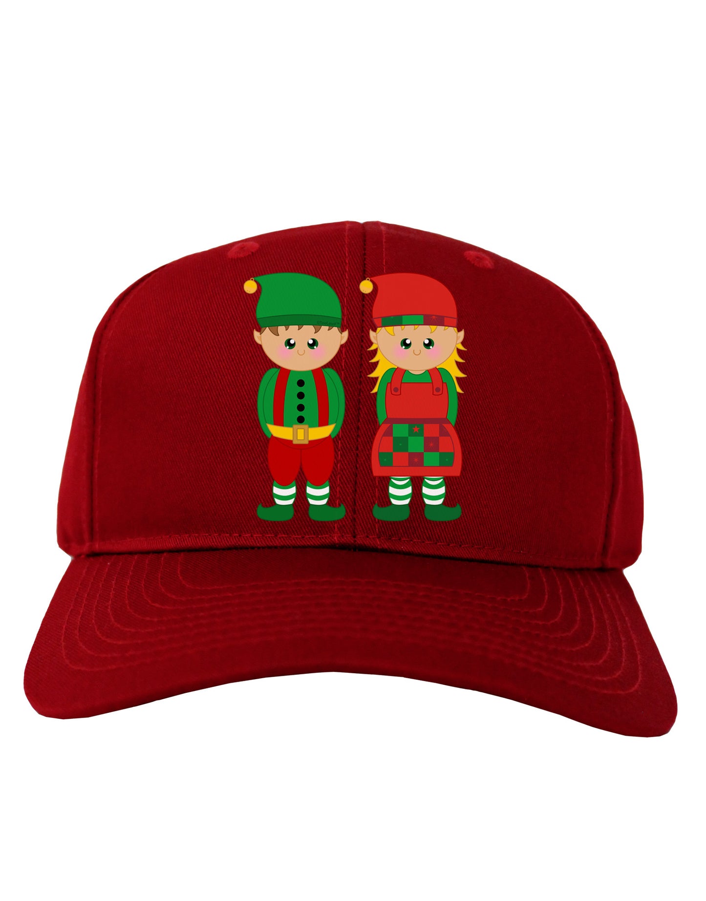 Cute Elf Couple Christmas Adult Dark Baseball Cap Hat-Baseball Cap-TooLoud-Red-One Size-Davson Sales