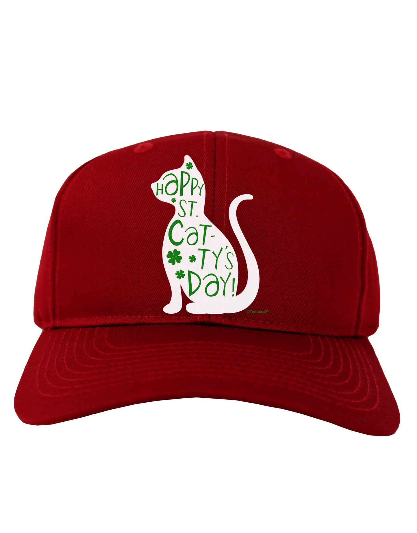 Happy St. Catty's Day - St. Patrick's Day Cat Adult Dark Baseball Cap Hat by TooLoud-Baseball Cap-TooLoud-Red-One Size-Davson Sales