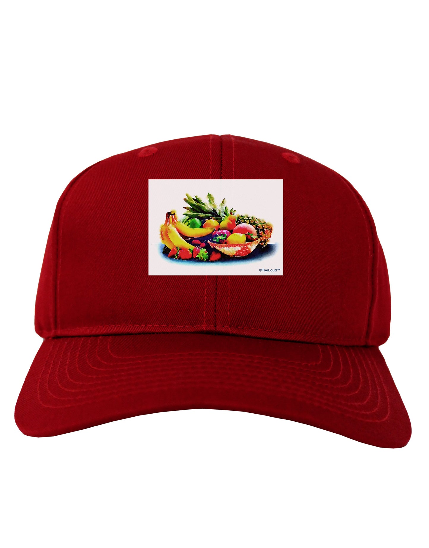TooLoud Watercolor Fruit Bowl 3 Adult Dark Baseball Cap Hat-Baseball Cap-TooLoud-Red-One Size-Davson Sales