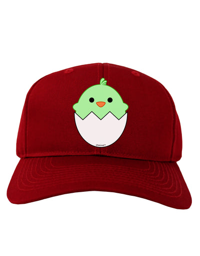 Cute Hatching Chick - Green Adult Dark Baseball Cap Hat by TooLoud-Baseball Cap-TooLoud-Red-One Size-Davson Sales