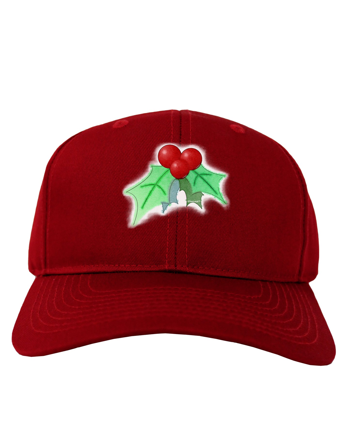 Holly Watercolor Adult Dark Baseball Cap Hat-Baseball Cap-TooLoud-Red-One Size-Davson Sales