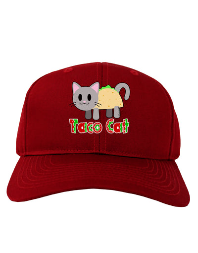 Cute Taco Cat Design Text Adult Dark Baseball Cap Hat by TooLoud-Baseball Cap-TooLoud-Red-One Size-Davson Sales