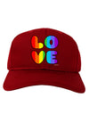 Rainbow LOVE Text Adult Dark Baseball Cap Hat by TooLoud-Baseball Cap-TooLoud-Red-One Size-Davson Sales