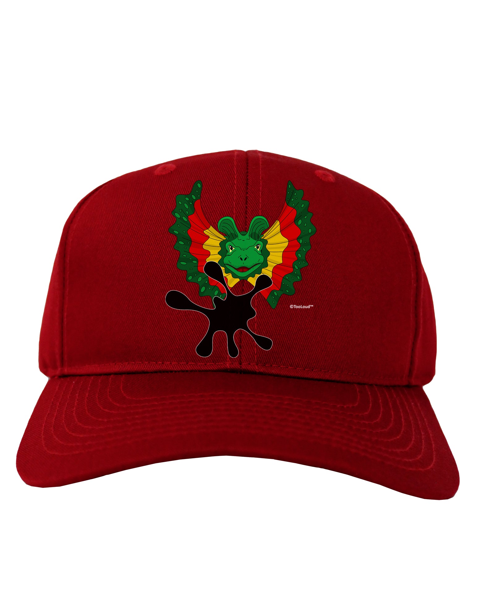 Dilophosaurus Design - Spit Adult Dark Baseball Cap Hat by TooLoud-Baseball Cap-TooLoud-Red-One Size-Davson Sales