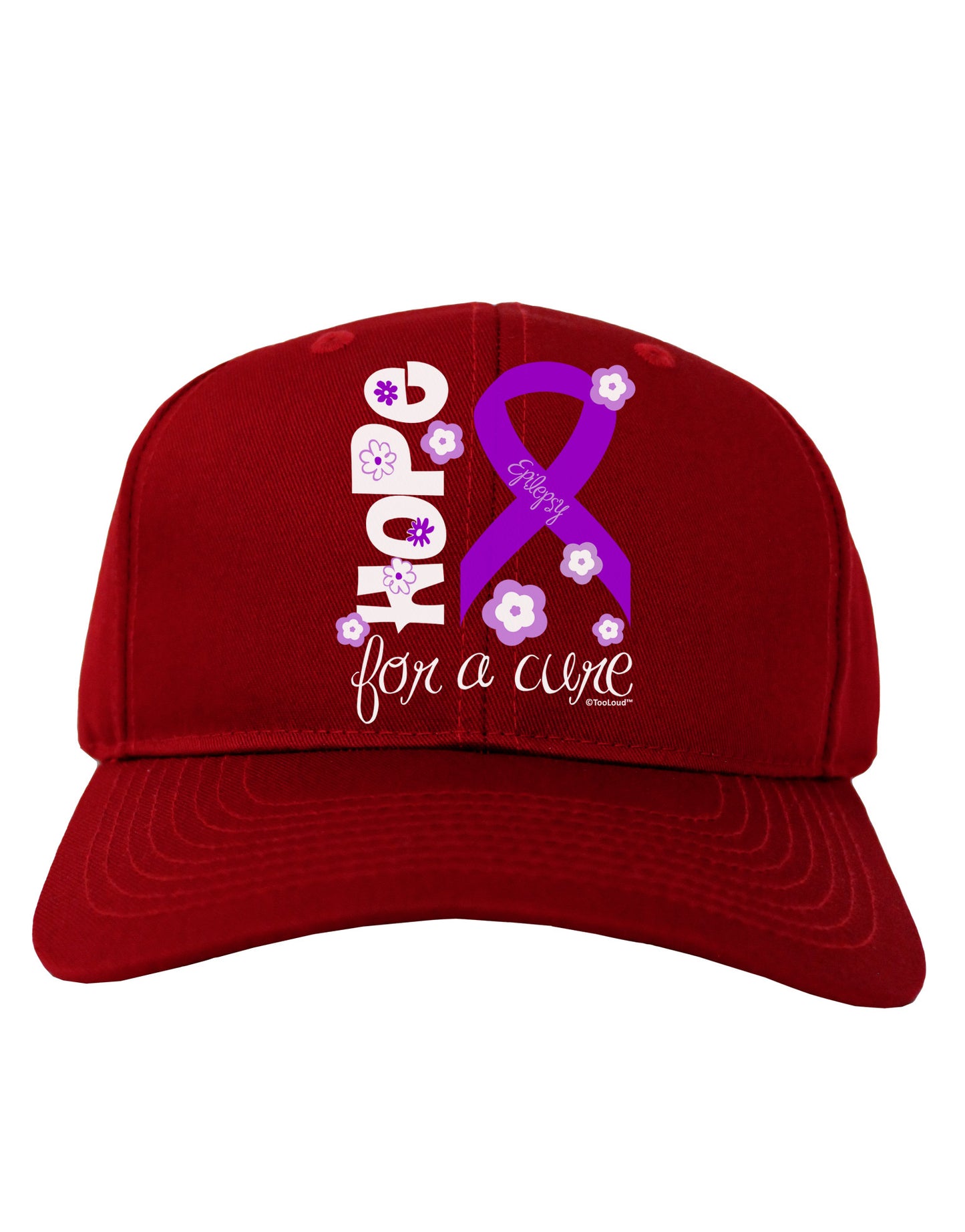Hope for a Cure - Purple Ribbon Epilepsy - Flowers Adult Dark Baseball Cap Hat-Baseball Cap-TooLoud-Red-One Size-Davson Sales