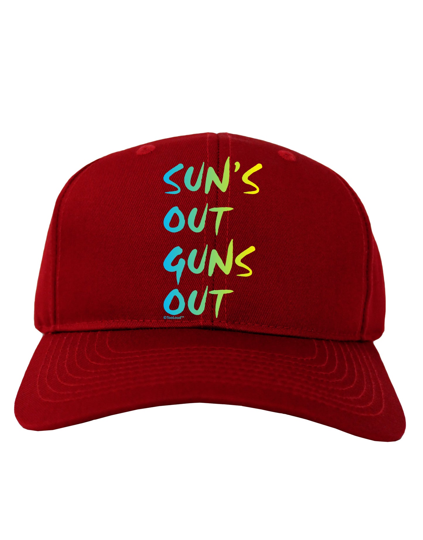 Suns Out Guns Out - Gradient Colors Adult Dark Baseball Cap Hat-Baseball Cap-TooLoud-Red-One Size-Davson Sales