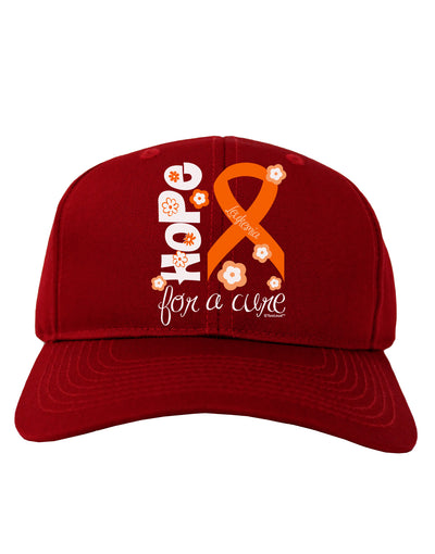 Hope for a Cure - Orange Ribbon Leukemia - Flowers Adult Dark Baseball Cap Hat-Baseball Cap-TooLoud-Red-One Size-Davson Sales