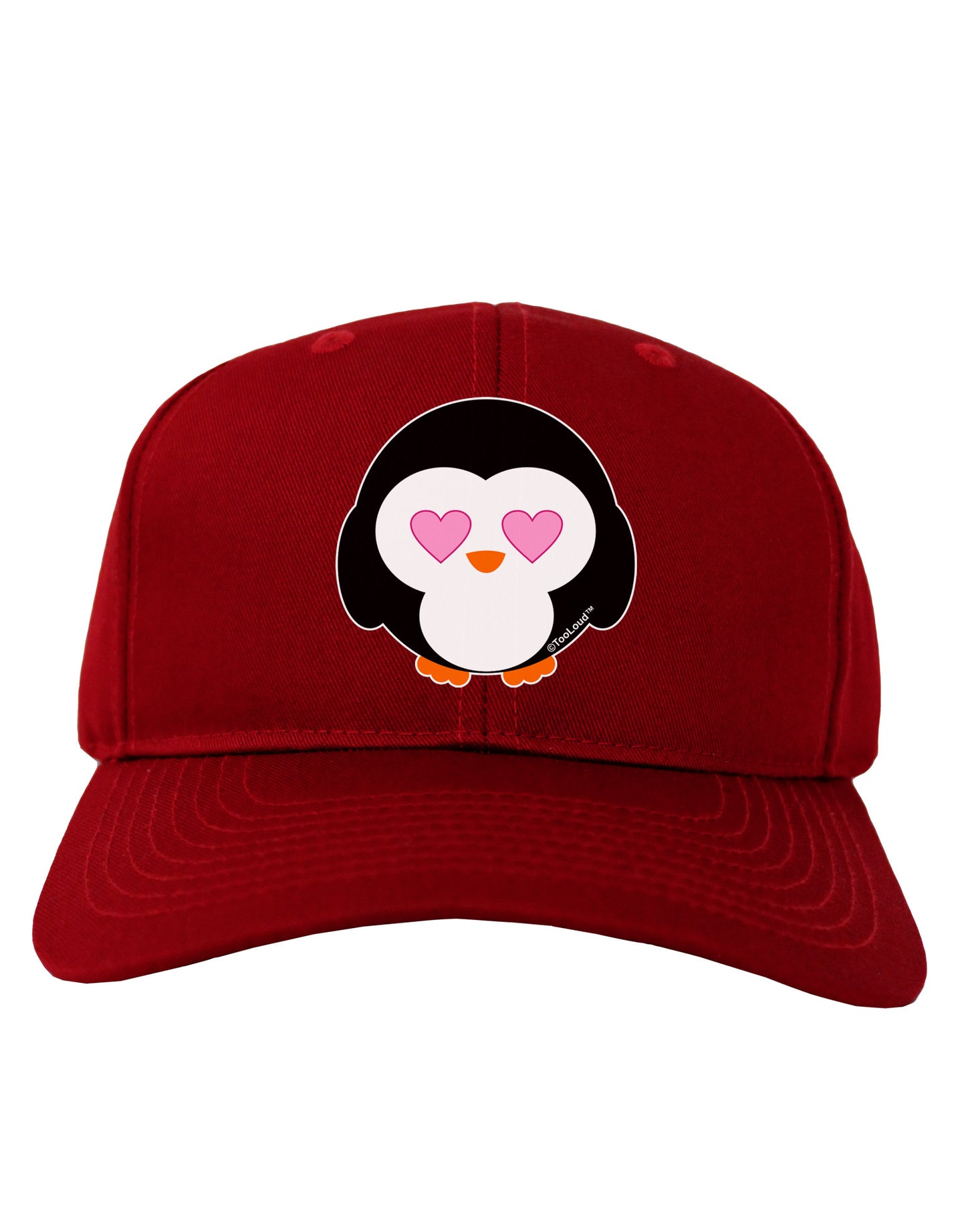 Cute Penguin - Heart Eyes Adult Dark Baseball Cap Hat by TooLoud-Baseball Cap-TooLoud-Red-One Size-Davson Sales