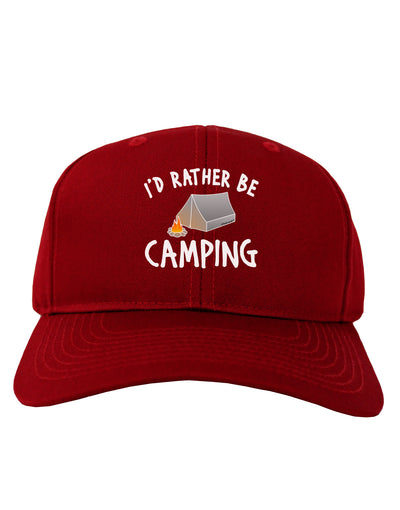 I'd Rather Be Camping Adult Dark Baseball Cap Hat-Baseball Cap-TooLoud-Red-One Size-Davson Sales