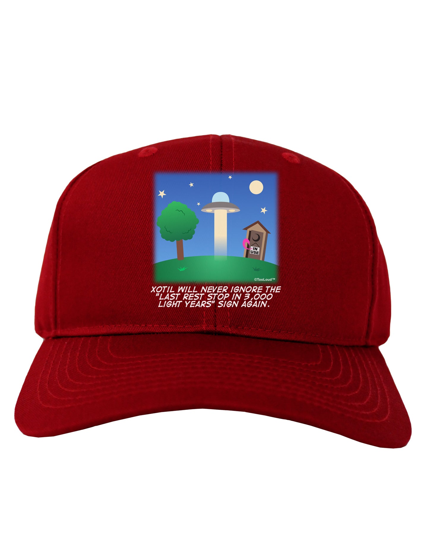UFO Stopping At an Out-house Text Adult Dark Baseball Cap Hat by TooLoud-Baseball Cap-TooLoud-Red-One Size-Davson Sales
