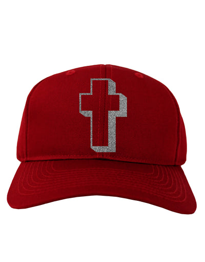 Simple Cross Design Glitter - Silver Adult Dark Baseball Cap Hat by TooLoud-Baseball Cap-TooLoud-Red-One Size-Davson Sales