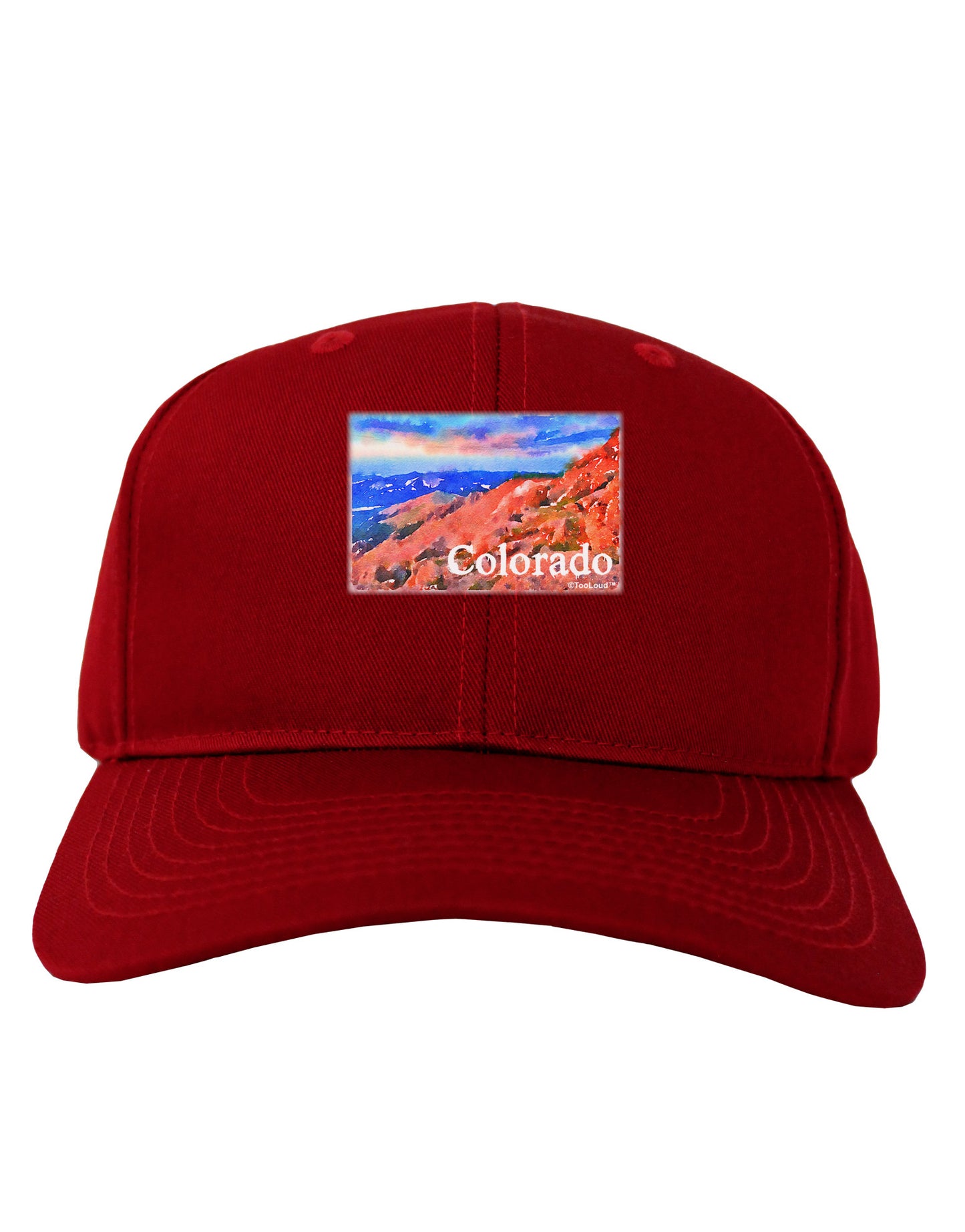 Colorado Mtn Sunset Soaked WaterColor Adult Dark Baseball Cap Hat-Baseball Cap-TooLoud-Red-One Size-Davson Sales