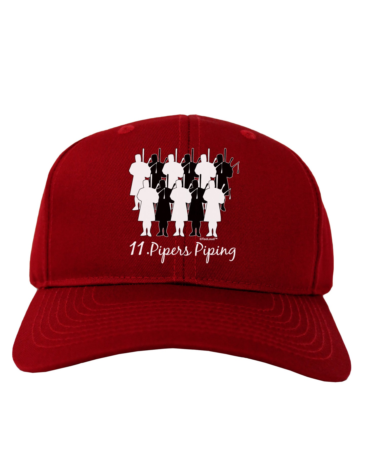 Eleven Pipers Piping Text Adult Dark Baseball Cap Hat-Baseball Cap-TooLoud-Red-One Size-Davson Sales