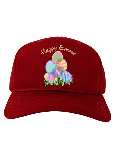 Happy Easter Gel Look Print Adult Dark Baseball Cap Hat-Baseball Cap-TooLoud-Red-One Size-Davson Sales