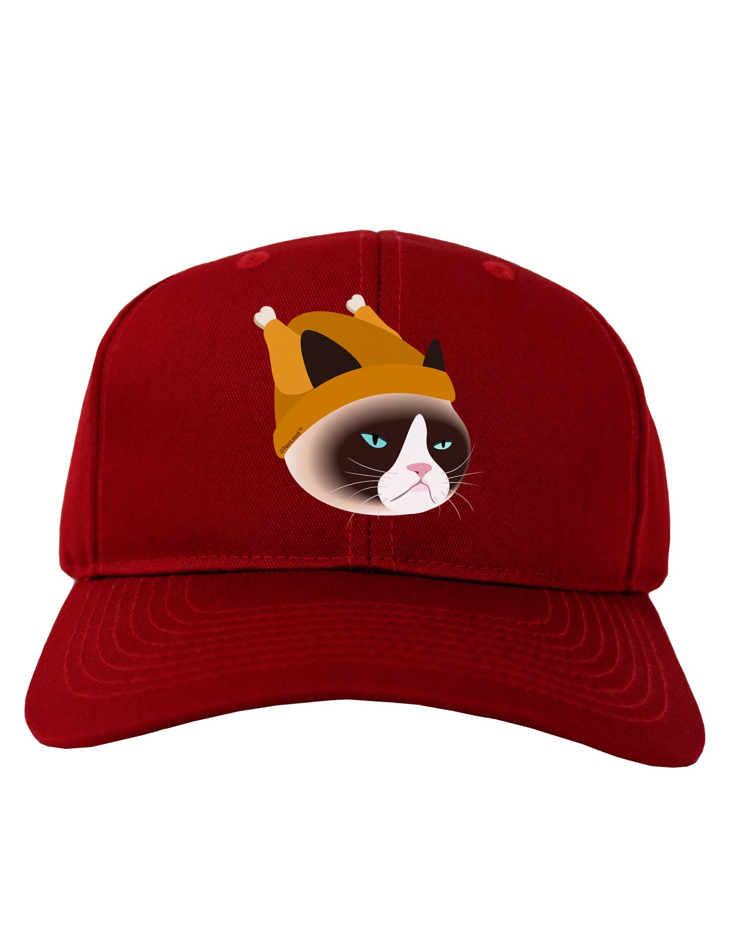 Disgruntled Cat Wearing Turkey Hat Adult Dark Baseball Cap Hat by-Baseball Cap-TooLoud-Red-One Size-Davson Sales