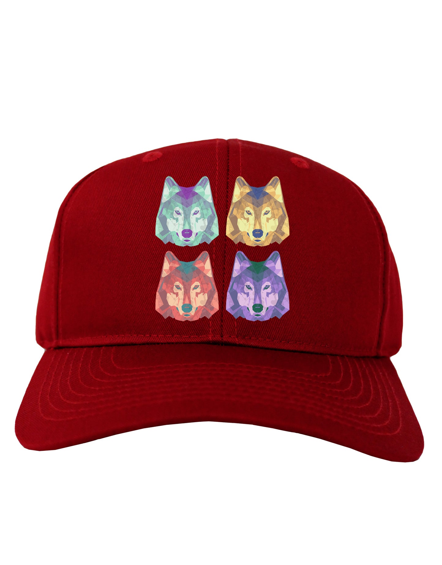 Geometric Wolf Head Pop Art Adult Dark Baseball Cap Hat-Baseball Cap-TooLoud-Red-One Size-Davson Sales