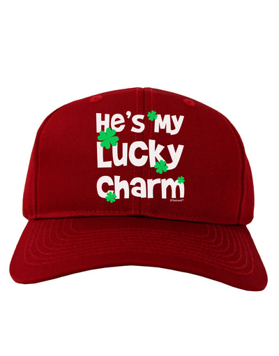 He's My Lucky Charm - Matching Couples Design Adult Dark Baseball Cap Hat by TooLoud-Baseball Cap-TooLoud-Red-One Size-Davson Sales