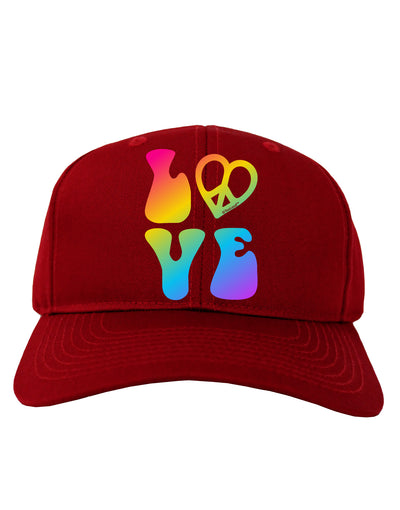 Peace and Love - Peace Heart Love Adult Dark Baseball Cap Hat-Baseball Cap-TooLoud-Red-One Size-Davson Sales