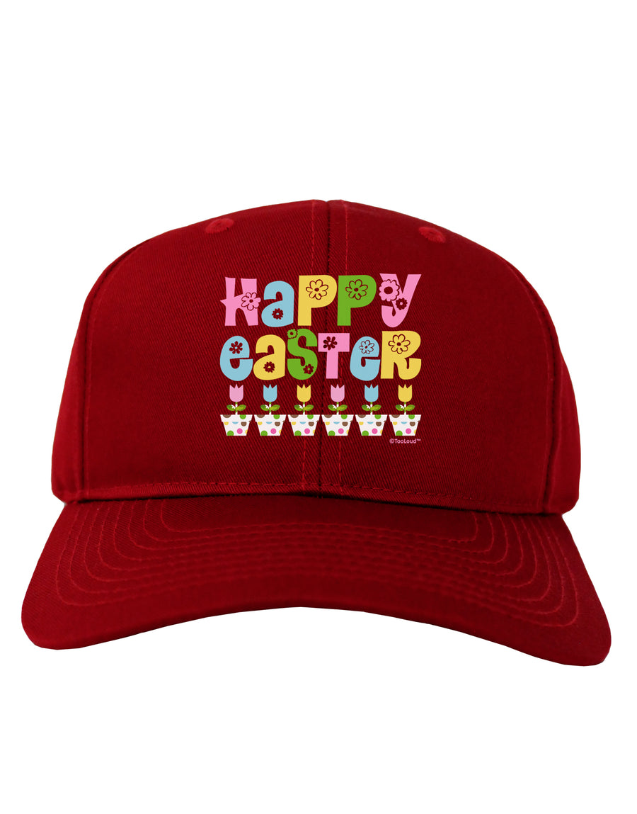 Happy Easter - Tulips Adult Dark Baseball Cap Hat by TooLoud-Baseball Cap-TooLoud-Black-One Size-Davson Sales
