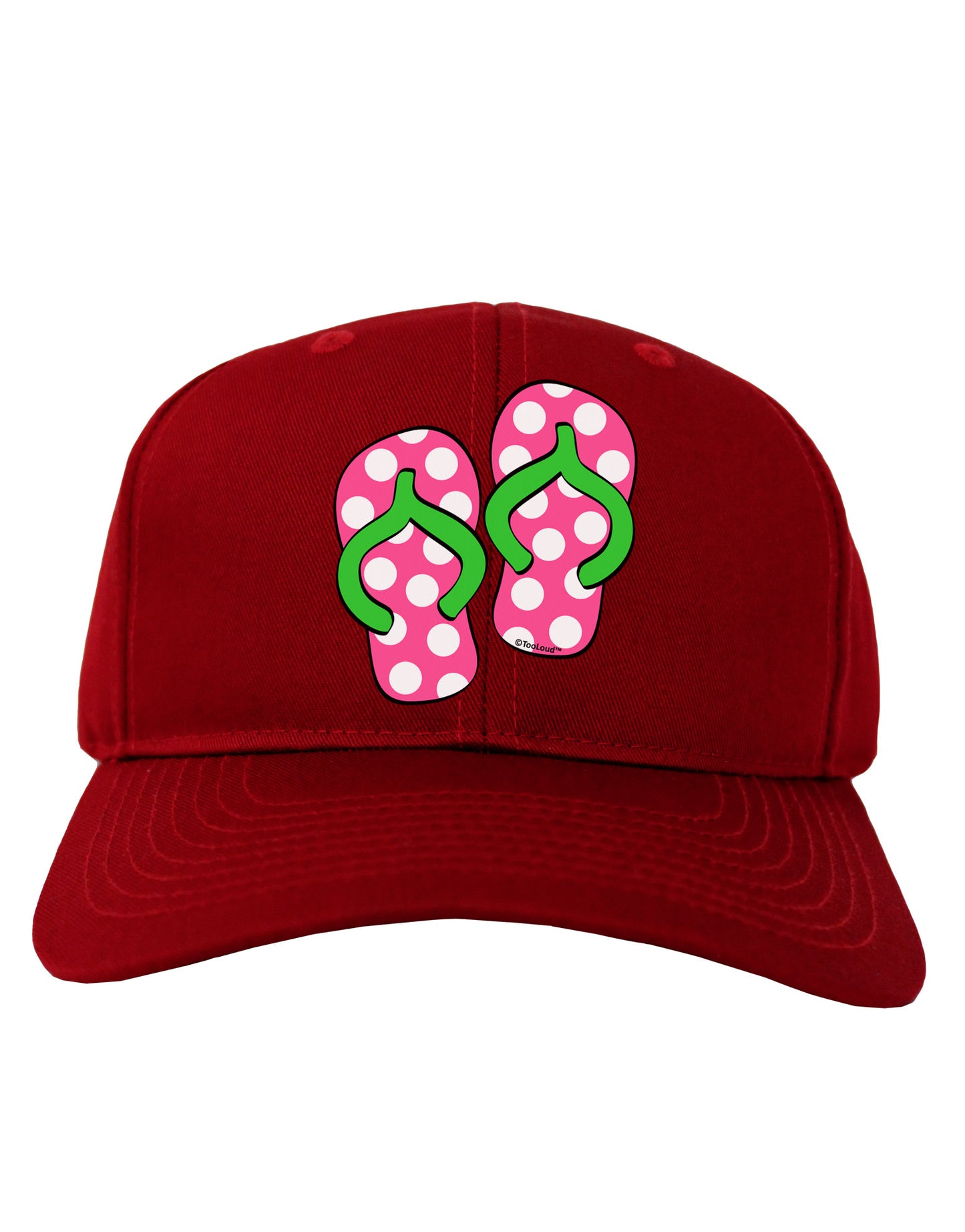 Cute Polka Dot Flip Flops - Pink and Green Adult Dark Baseball Cap Hat-Baseball Cap-TooLoud-Red-One Size-Davson Sales