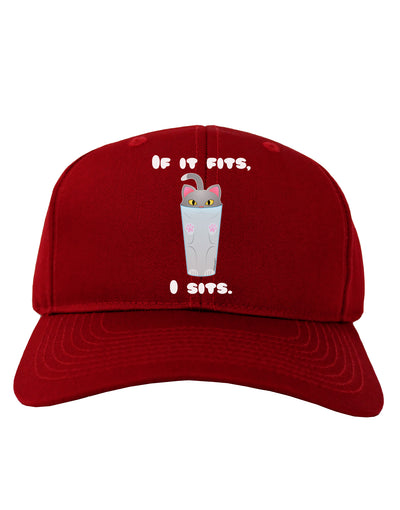 If It Fits - Cute Cat Design Adult Dark Baseball Cap Hat by TooLoud-Baseball Cap-TooLoud-Red-One Size-Davson Sales