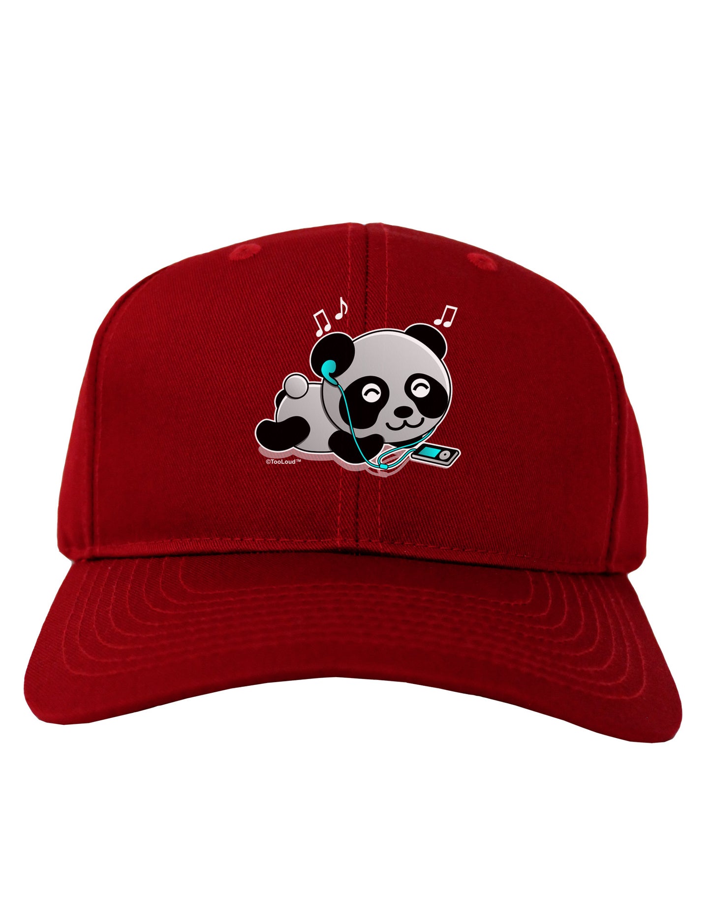 Cute Panda With Ear Buds Adult Dark Baseball Cap Hat-Baseball Cap-TooLoud-Red-One Size-Davson Sales