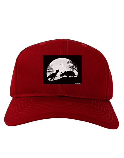 T-Rex and Triceratops Silhouettes Design Adult Dark Baseball Cap Hat by TooLoud-Baseball Cap-TooLoud-Red-One Size-Davson Sales