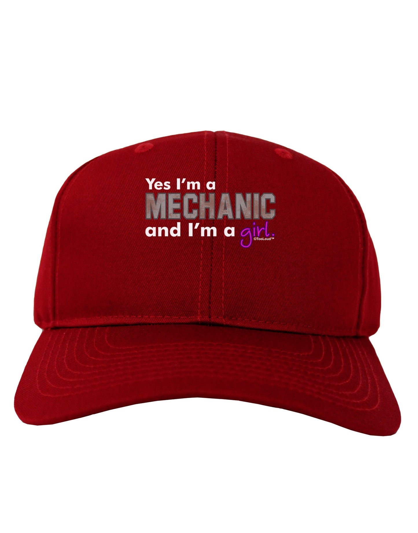 Yes I am a Mechanic Girl Adult Dark Baseball Cap Hat-Baseball Cap-TooLoud-Red-One Size-Davson Sales