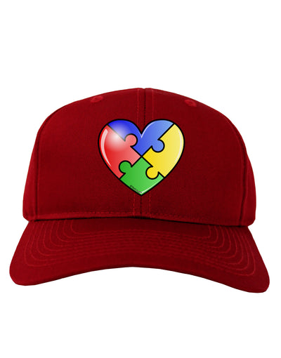 Big Puzzle Heart - Autism Awareness Adult Dark Baseball Cap Hat by TooLoud-Baseball Cap-TooLoud-Red-One Size-Davson Sales