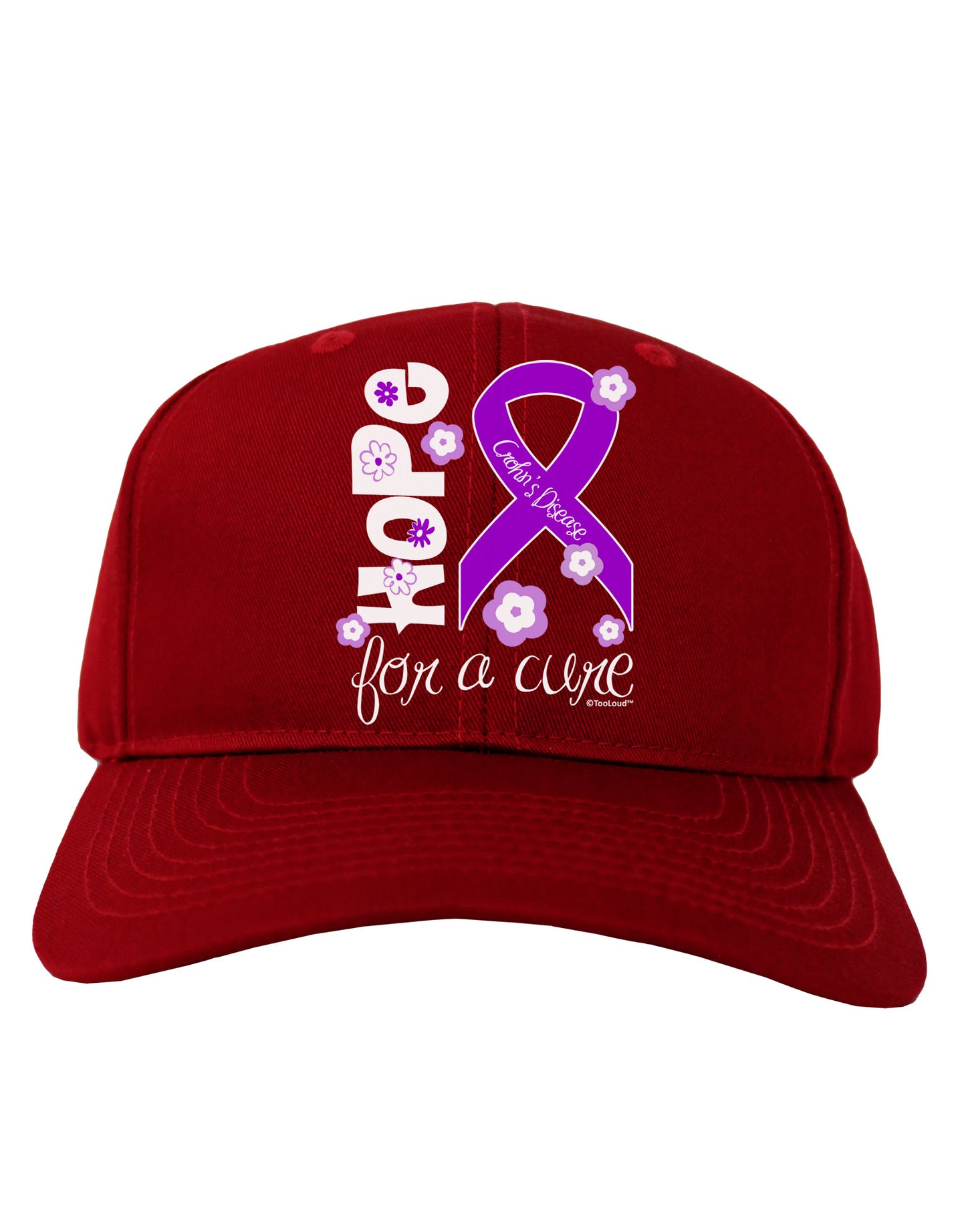Hope for a Cure - Purple Ribbon Crohn?ÇÖs Disease - Flowers Adult Dark Baseball Cap Hat-Baseball Cap-TooLoud-Red-One Size-Davson Sales