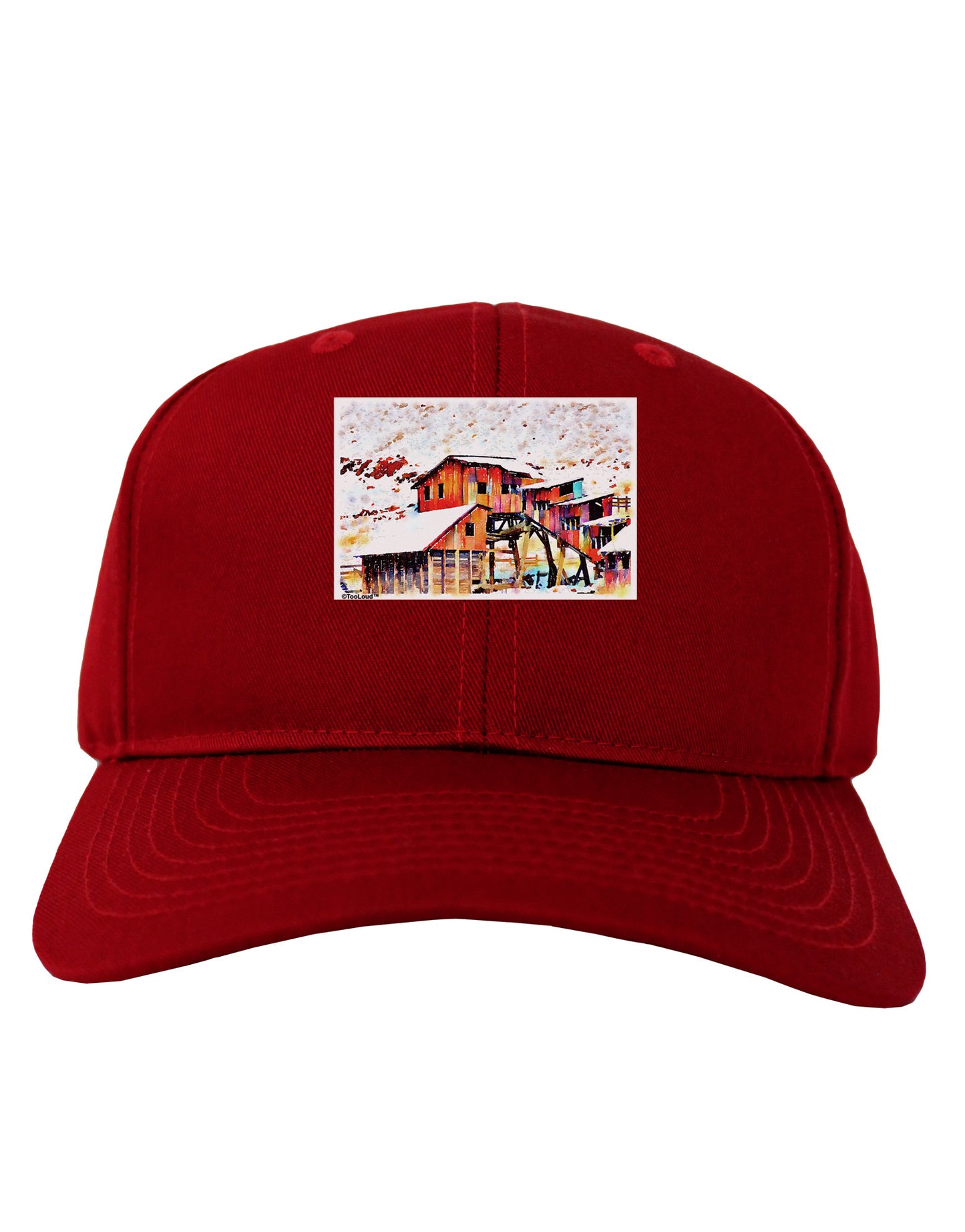 Mine Scene Colorado Watercolor Adult Dark Baseball Cap Hat-Baseball Cap-TooLoud-Red-One Size-Davson Sales