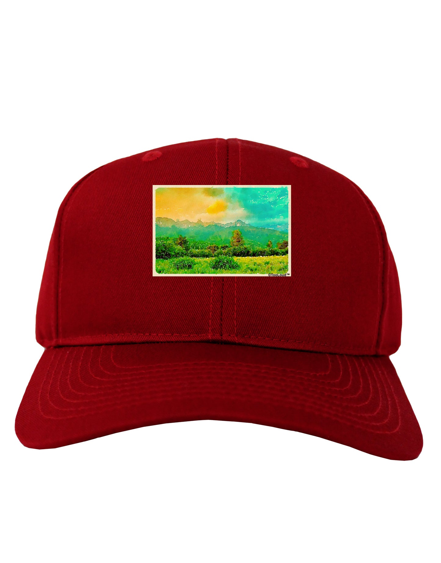 Mountain Sunset Watercolor Adult Dark Baseball Cap Hat-Baseball Cap-TooLoud-Red-One Size-Davson Sales