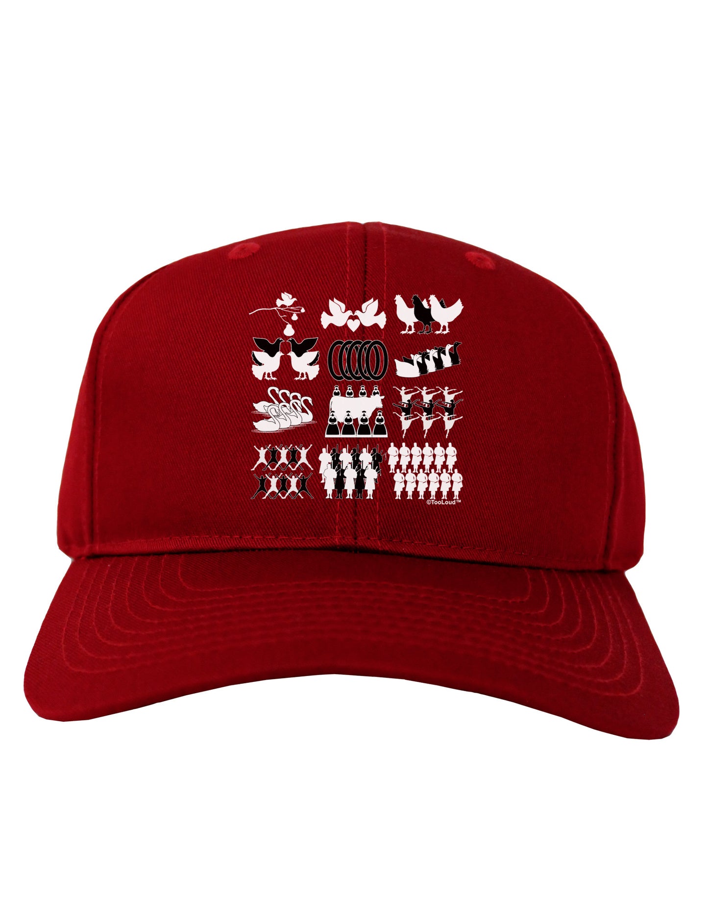 Twelve Days of Christmas Adult Dark Baseball Cap Hat-Baseball Cap-TooLoud-Red-One Size-Davson Sales