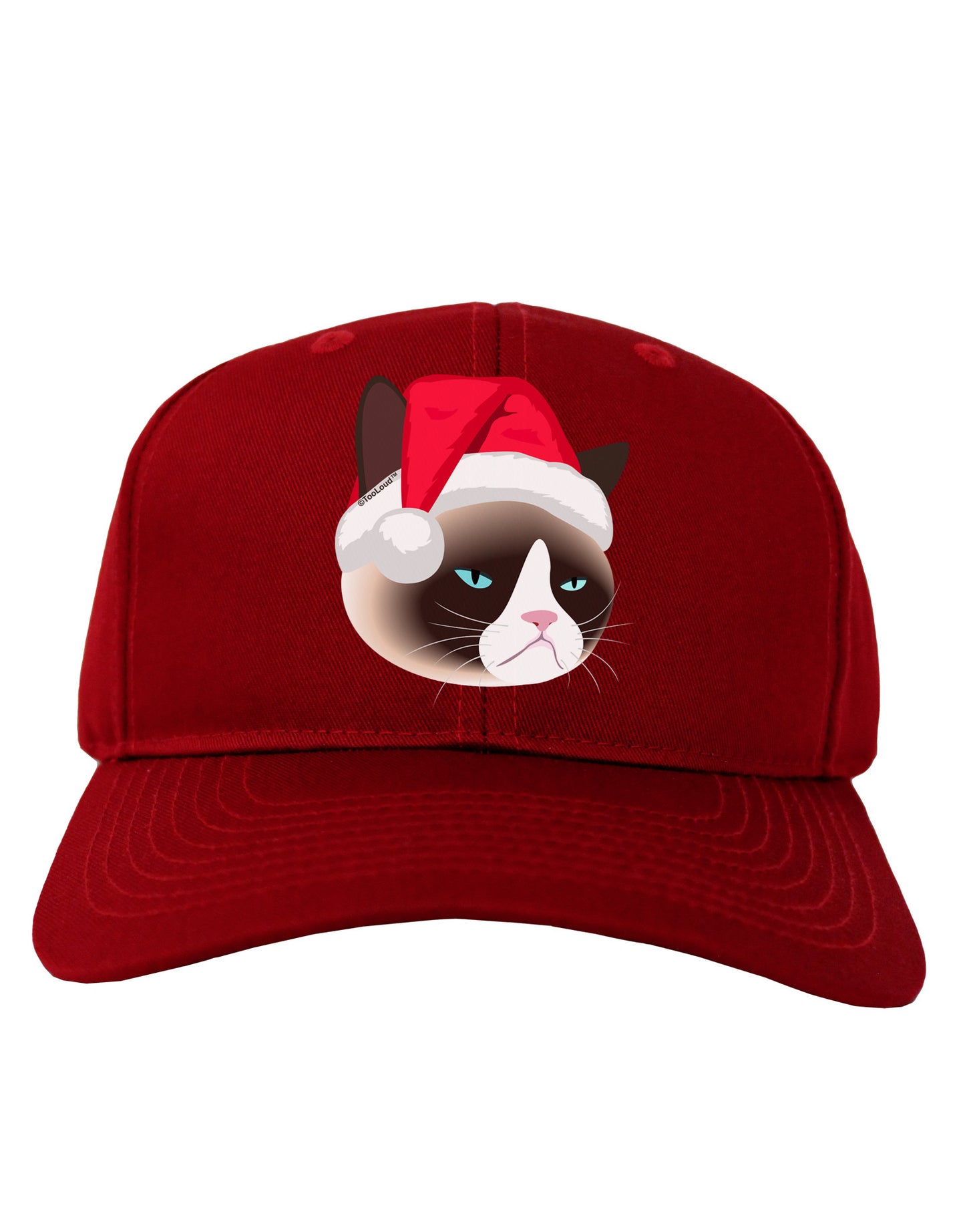 Santa Hat Disgruntled Siamese Cat Adult Dark Baseball Cap Hat by-Baseball Cap-TooLoud-Red-One Size-Davson Sales