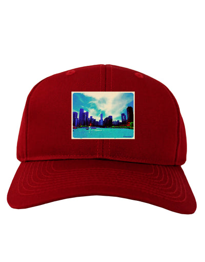 Chicago Skyline Watercolor Adult Dark Baseball Cap Hat-Baseball Cap-TooLoud-Red-One Size-Davson Sales