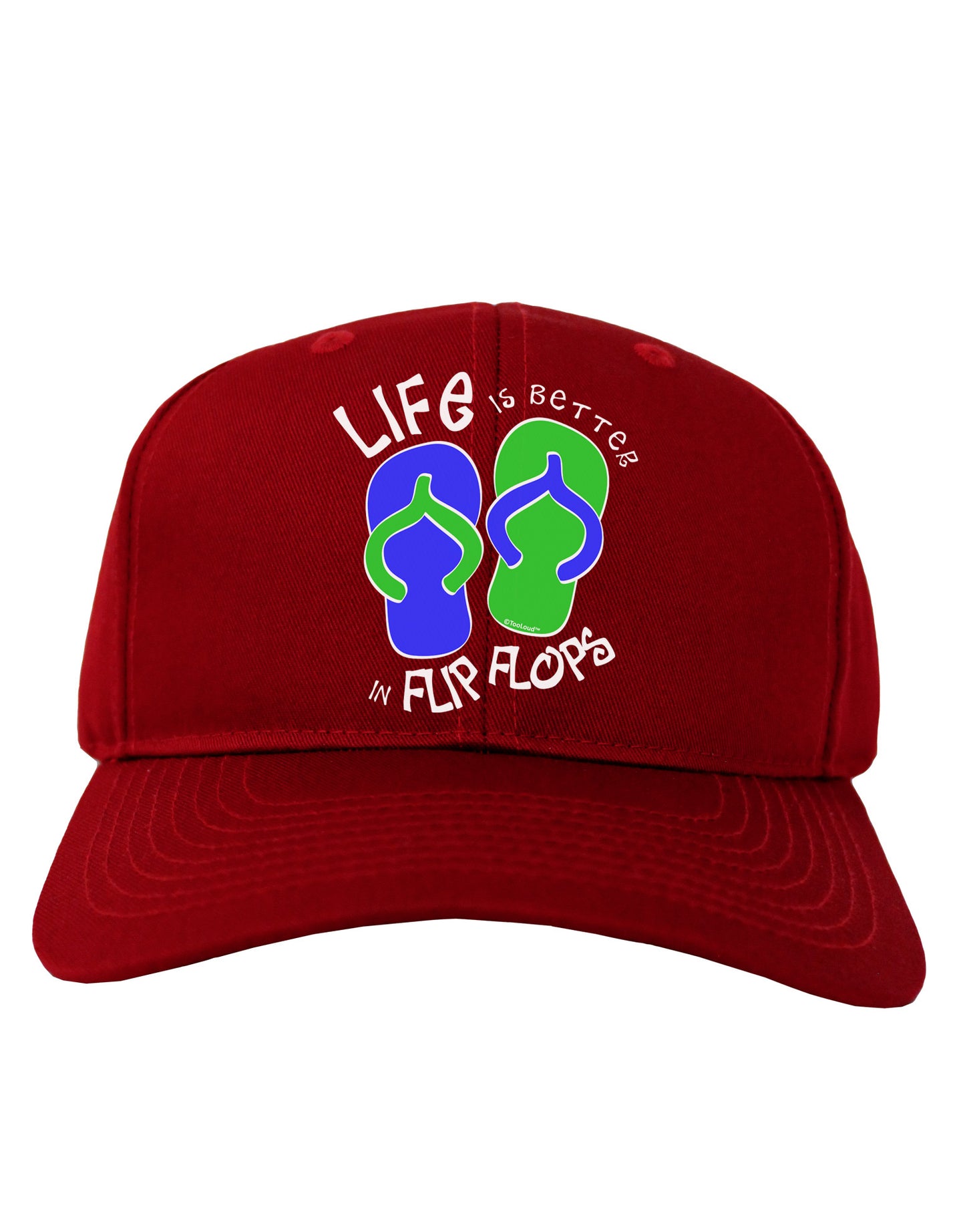 Life is Better in Flip Flops - Blue and Green Adult Dark Baseball Cap Hat-Baseball Cap-TooLoud-Red-One Size-Davson Sales