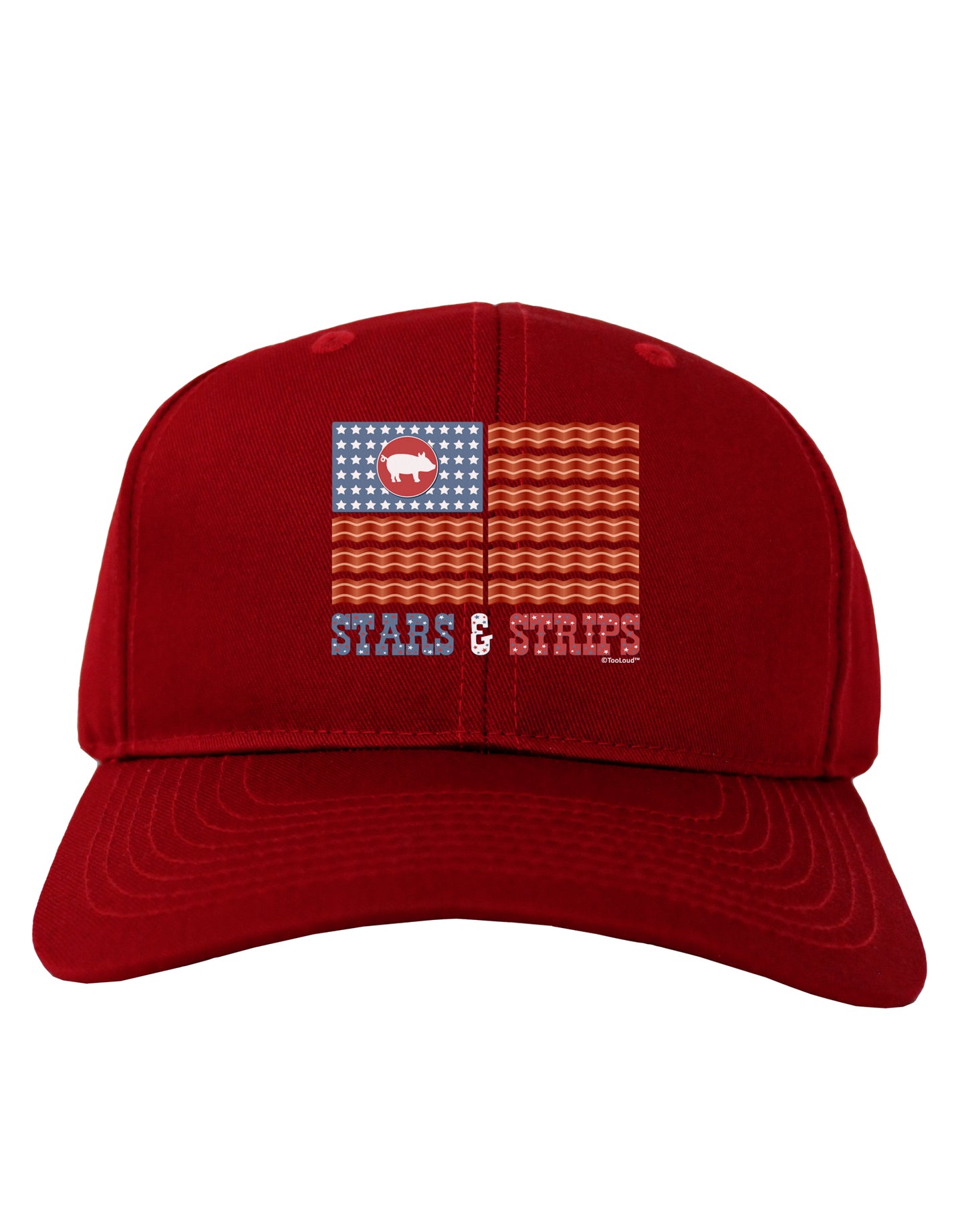 American Bacon Flag - Stars and Strips Adult Dark Baseball Cap Hat-Baseball Cap-TooLoud-Red-One Size-Davson Sales