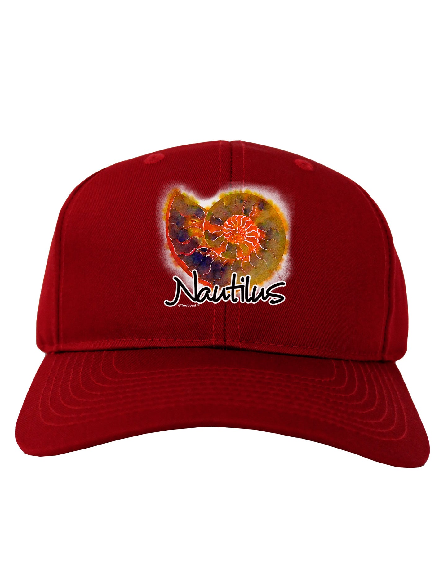 Nautilus Fossil Watercolor Text Adult Dark Baseball Cap Hat-Baseball Cap-TooLoud-Red-One Size-Davson Sales