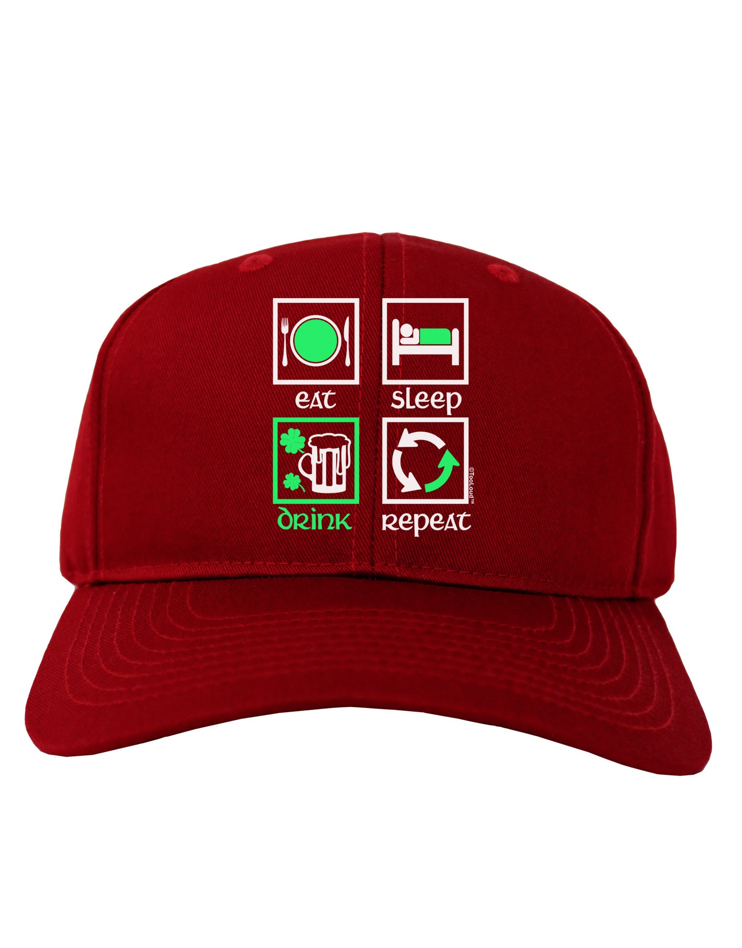 Eat Sleep Drink Green Beer Repeat Adult Dark Baseball Cap Hat-Baseball Cap-TooLoud-Red-One Size-Davson Sales