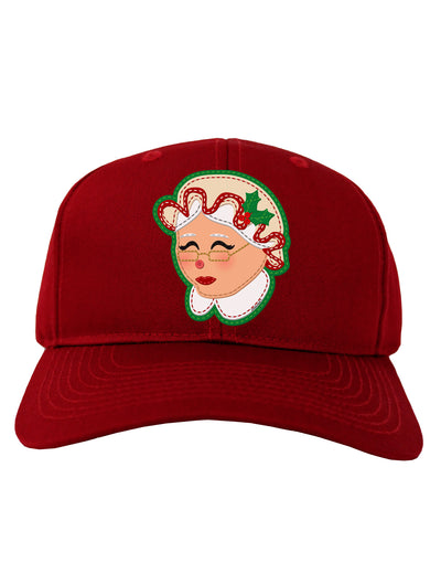 Cute Mrs Claus Face Faux Applique Adult Dark Baseball Cap Hat-Baseball Cap-TooLoud-Red-One Size-Davson Sales