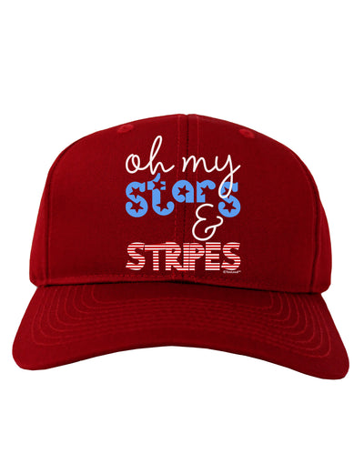 Oh My Stars and Stripes - Patriotic Design Adult Dark Baseball Cap Hat-Baseball Cap-TooLoud-Red-One Size-Davson Sales