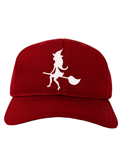 Cute Witch on Broom Silhouette Halloween Adult Dark Baseball Cap Hat-Baseball Cap-TooLoud-Red-One Size-Davson Sales