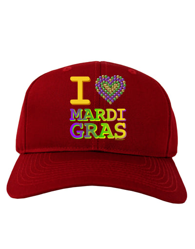 I Love Heart Mardi Gras Adult Dark Baseball Cap Hat-Baseball Cap-TooLoud-Red-One Size-Davson Sales