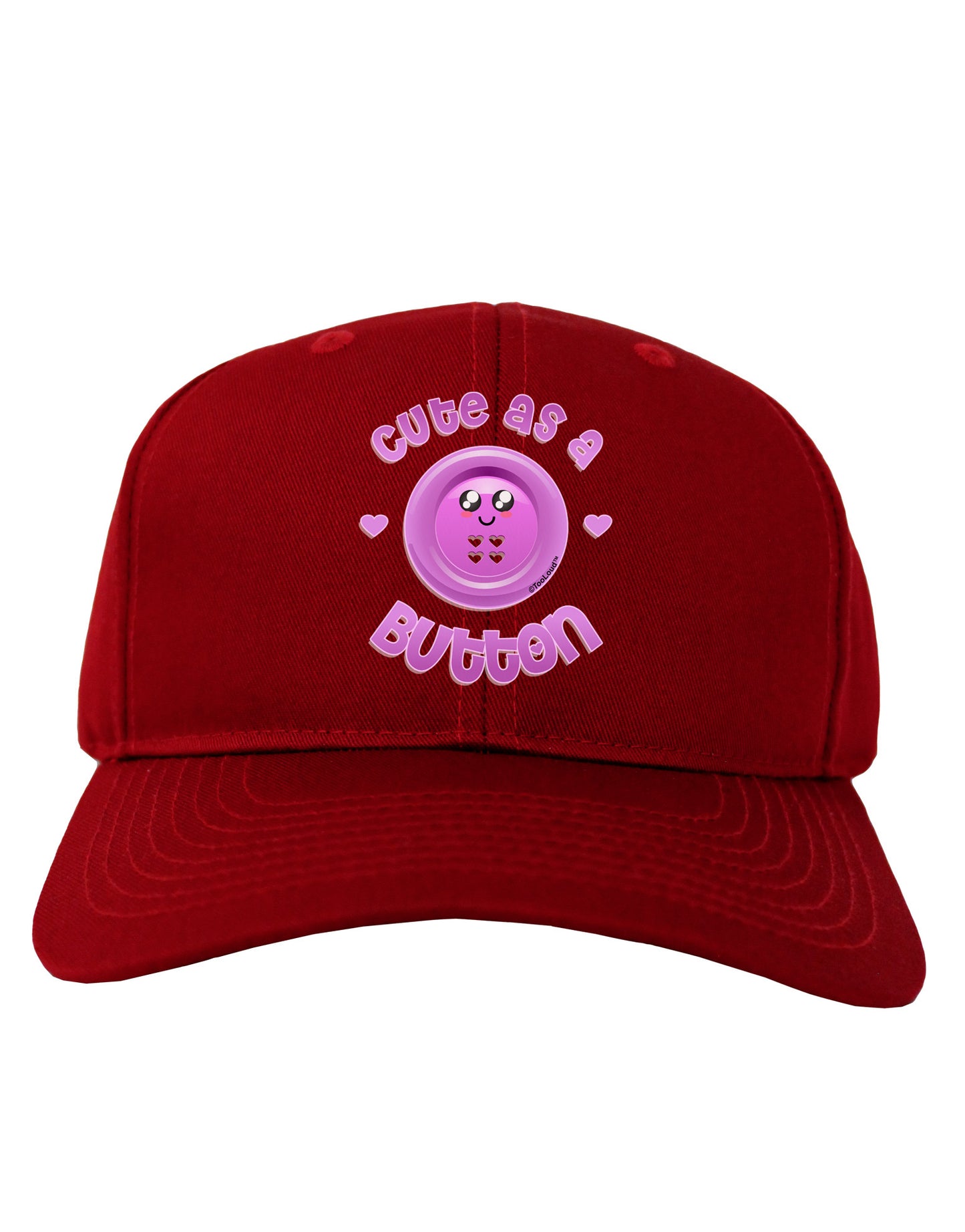 Cute As A Button Smiley Face Adult Dark Baseball Cap Hat-Baseball Cap-TooLoud-Red-One Size-Davson Sales
