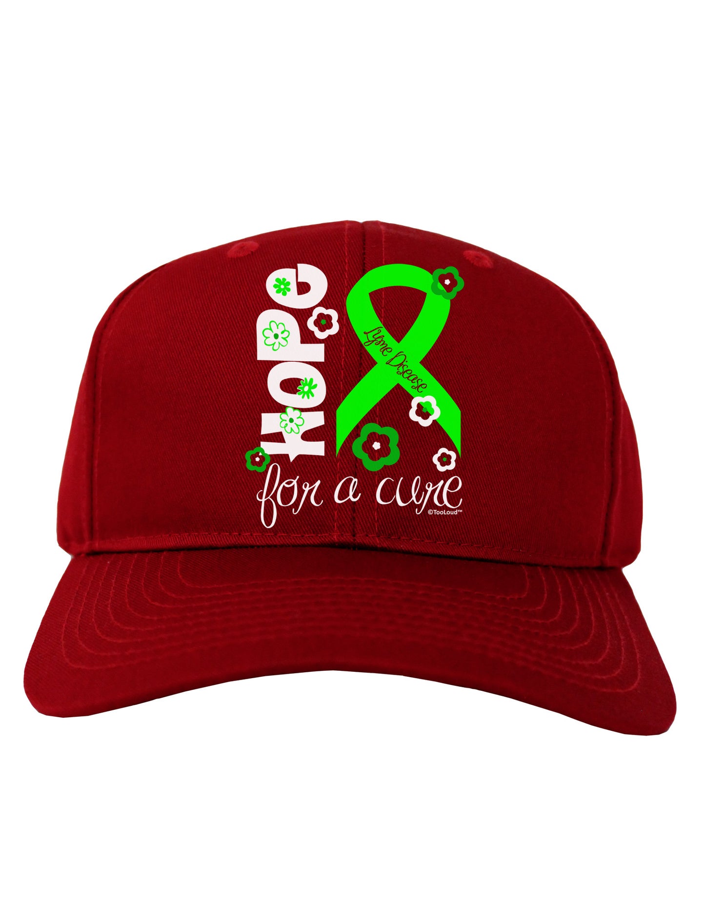 Hope for a Cure - Lime Green Ribbon Lyme Disease - Flowers Adult Dark Baseball Cap Hat-Baseball Cap-TooLoud-Red-One Size-Davson Sales