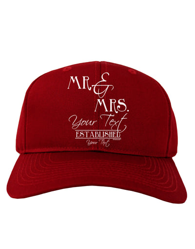 Personalized Mr and Mrs -Name- Established -Date- Design Adult Dark Baseball Cap Hat-Baseball Cap-TooLoud-Red-One Size-Davson Sales