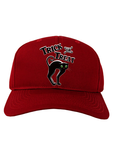 Trick or Treat Cute Black Cat Halloween Adult Dark Baseball Cap Hat-Baseball Cap-TooLoud-Red-One Size-Davson Sales