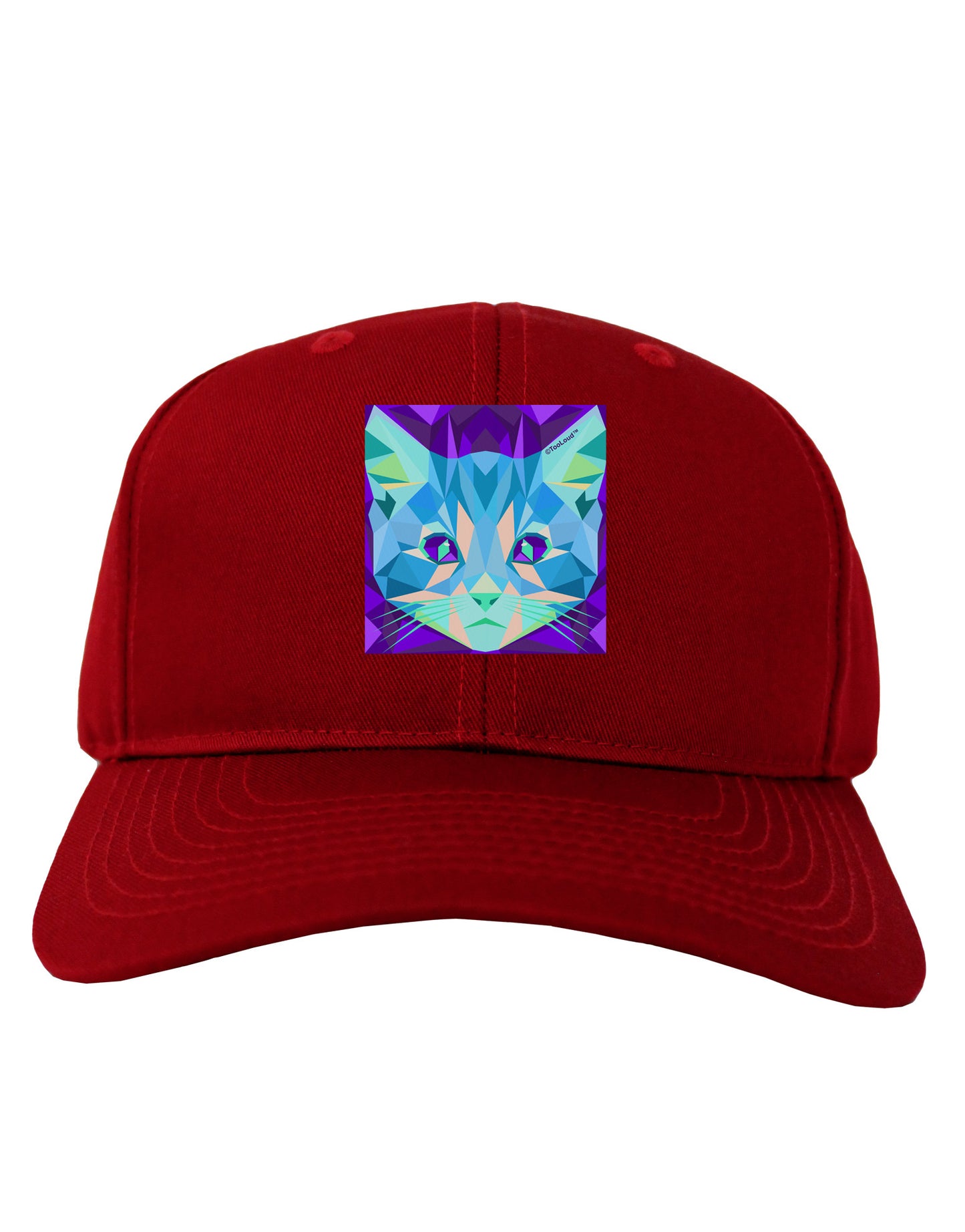 Geometric Kitty Inverted Adult Dark Baseball Cap Hat-Baseball Cap-TooLoud-Red-One Size-Davson Sales